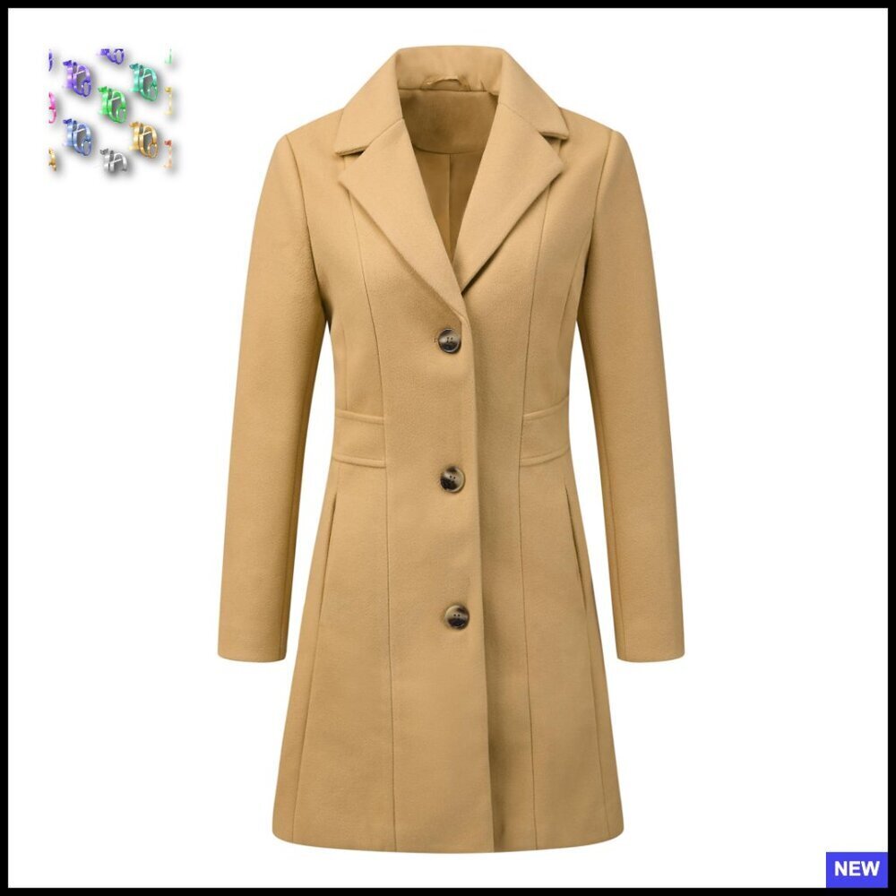 Elegant Trench Coat Classic Winter Pea Coat Single Breasted Long Outerwear